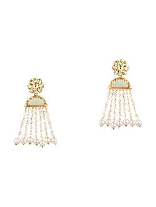 kundan stone beaded tassel drop earrings - 17897714 - Very Small Image - 1