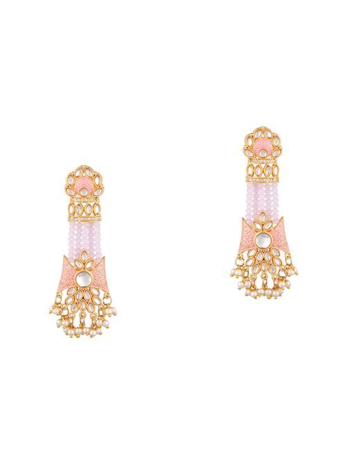 kundan stone beaded tassel drop earrings - 17897724 - Very Small Image - 1