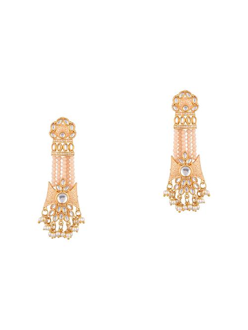 kundan stone beaded tassel drop earrings - 17897725 - Very Small Image - 1
