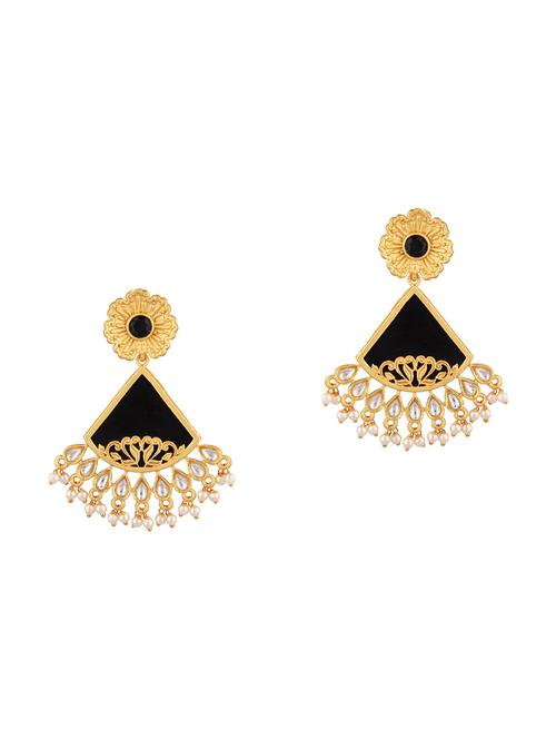 kundan stone beaded tassel drop earrings - 17897733 - Very Small Image - 1