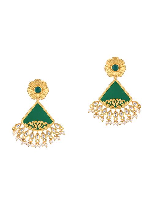 kundan stone beaded tassel drop earrings - 17897736 - Very Small Image - 1