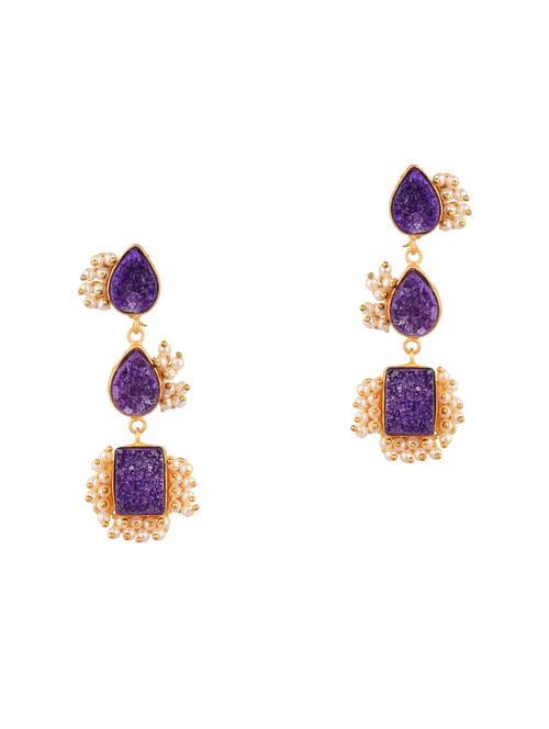stone crystal tear drop big earrings - 17897743 - Very Small Image - 1
