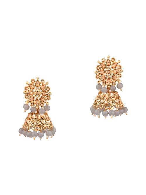 kundan floral jhumka earrings set - 17897752 - Very Small Image - 1