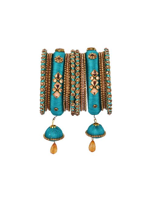 designers silk thread cubic zirconia stone bangles set - 17898026 - Very Small Image - 1