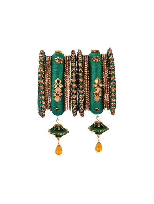 designers silk thread cubic zirconia stone bangles set - 17898029 - Very Small Image - 1