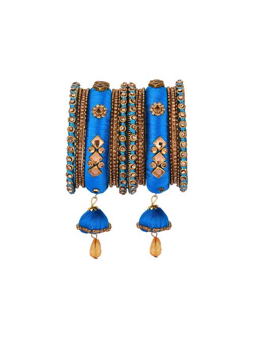 designers silk thread cubic zirconia stone bangles set - 17898038 - Very Small Image - 1