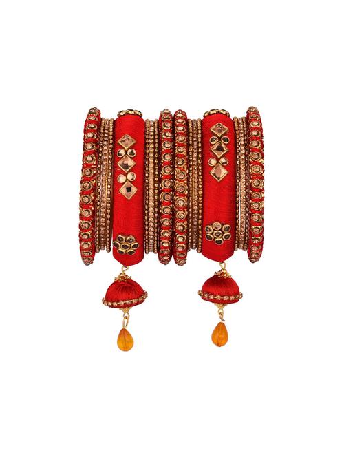 designers silk thread cubic zirconia stone bangles set - 17898041 - Very Small Image - 1