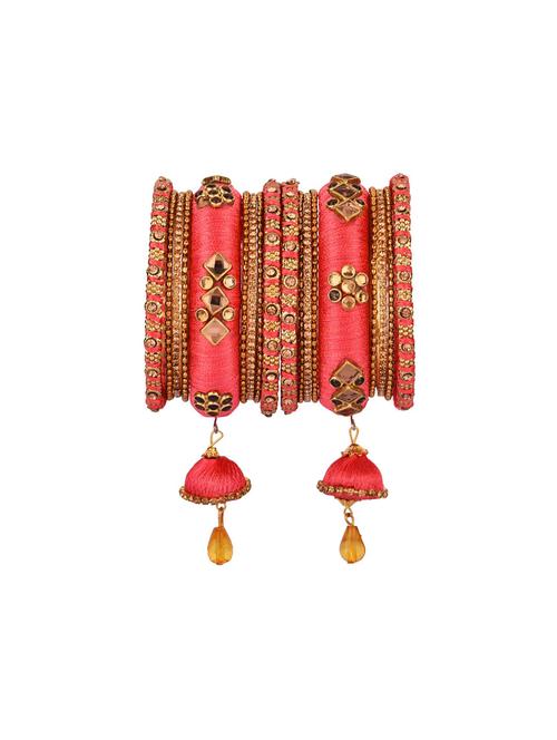 silk thread zirconia stone chuda bridel bangle set - 17898065 - Very Small Image - 1