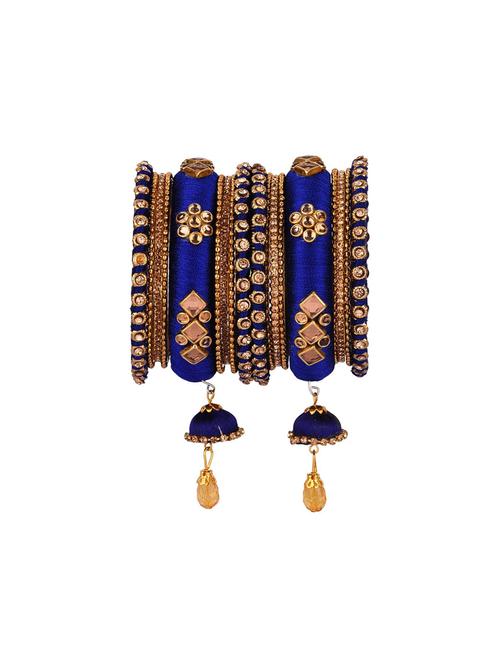 silk thread zirconia stone chuda bridal bangle set - 17898068 - Very Small Image - 1