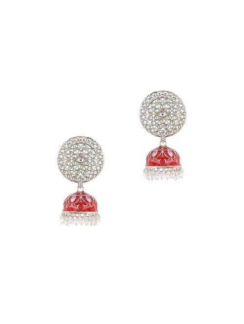 red crystal dangle jhumka earrings - 17898228 - Very Small Image - 1