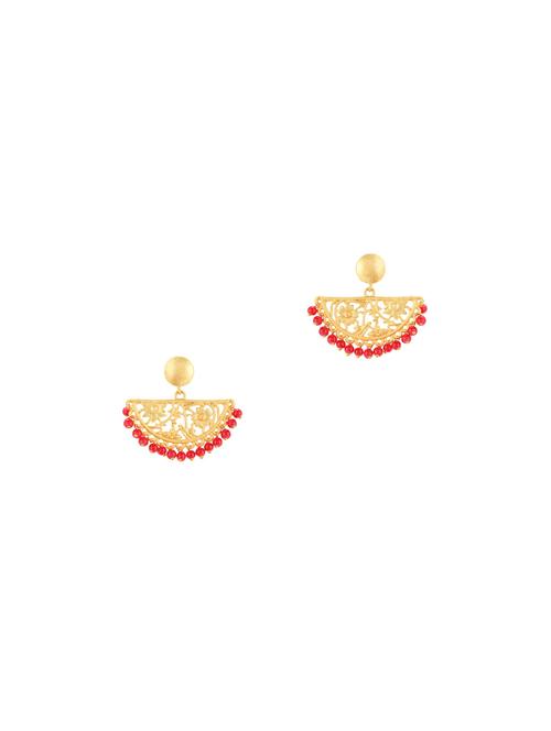red matte finish half moon dangle drop earrings - 17898266 - Very Small Image - 1