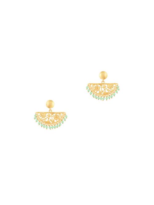 green matte finish half moon dangle drop earrings - 17898268 - Very Small Image - 1