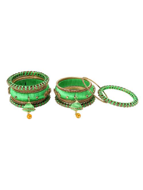 green kundan bracelet bangles (set of 18) - 17898312 - Very Small Image - 1