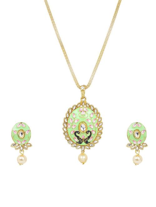 green meenakari neckalce and earrings set - 17898367 - Very Small Image - 1