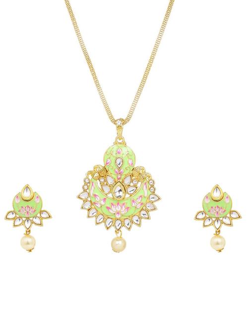 green meenakari neckalce and earrings set - 17898395 - Very Small Image - 1