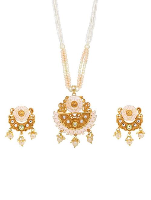 kundan pendant necklace earring set - 17898415 - Very Small Image - 1