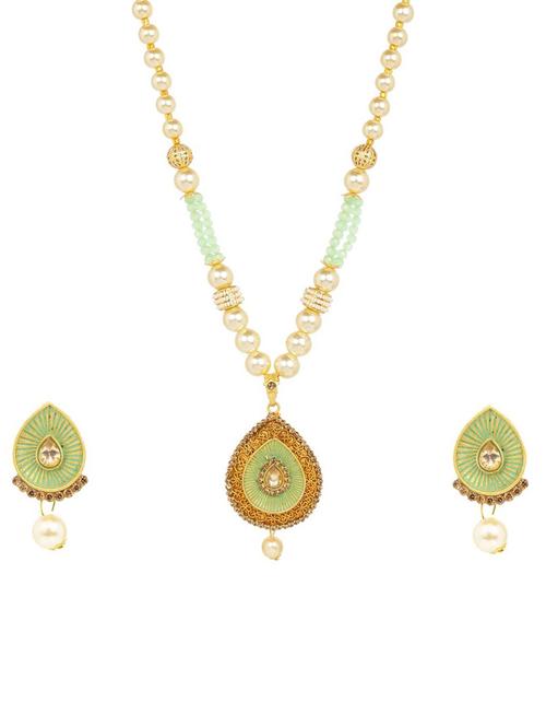 kundan pendant necklace earring set - 17898423 - Very Small Image - 1