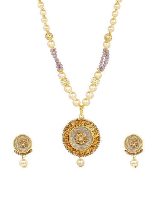 kundan pendant necklace earring set - 17898435 - Very Small Image - 1