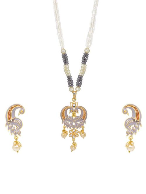 kundan pendant necklace earring set - 17898446 - Very Small Image - 1