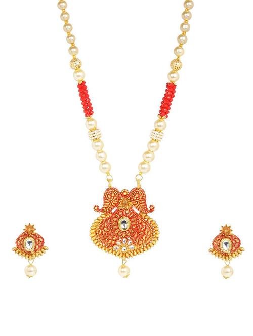 kundan pendant necklace earring set - 17898447 - Very Small Image - 1