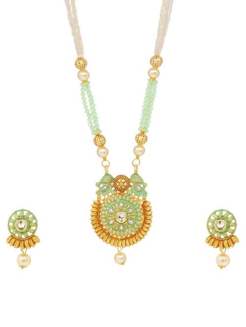 kundan pendant necklace earring set - 17898455 - Very Small Image - 1
