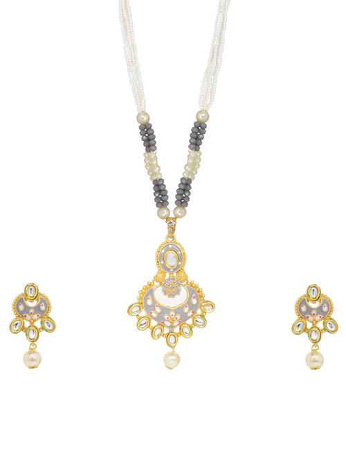 kundan pendant necklace earring set - 17898461 - Very Small Image - 1