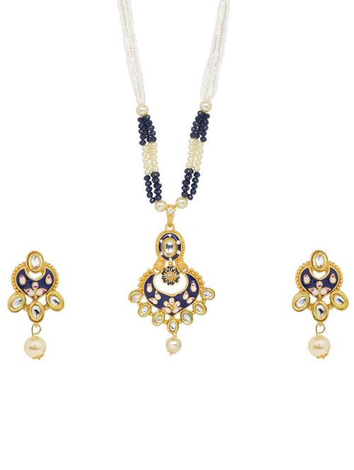 kundan pendant necklace earring set - 17898463 - Very Small Image - 1