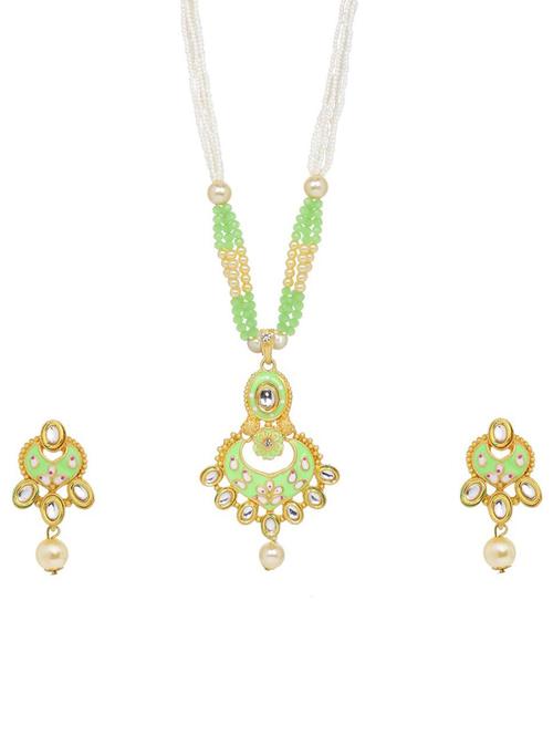 kundan pendant necklace earring set - 17898464 - Very Small Image - 1