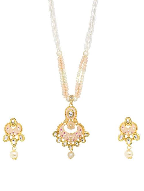 kundan pendant necklace earring set - 17898465 - Very Small Image - 1