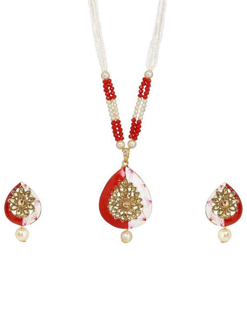 kundan pendant necklace earring set - 17898468 - Very Small Image - 1