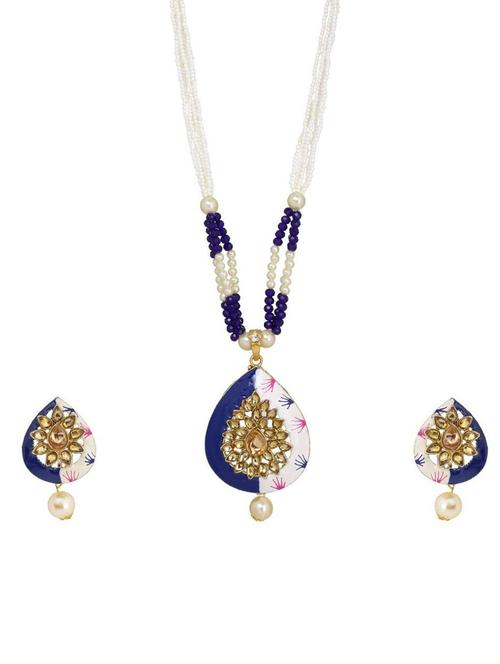 kundan pendant necklace earring set - 17898471 - Very Small Image - 1