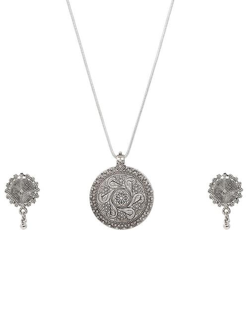 antique pendant chain necklace earrings set for women - 17898474 - Very Small Image - 1