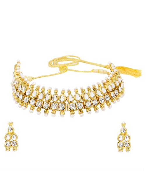 kundan choker necklace earring set - 17898480 - Very Small Image - 1