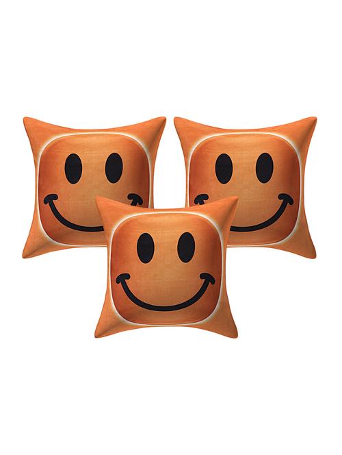 texstylers velvet set of 3 pcs's square 16x16 inches smiley cushion cover - 17898506 - Very Small Image - 1