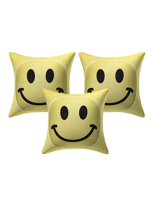 texstylers velvet set of 3 pcs's square 16x16 inches smiley cushion cover - 17898509 - Very Small Image - 1