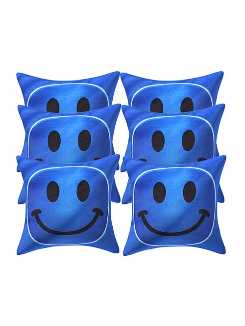 texstylers velvet set of 6 pcs's square 16x16 inches smiley cushion cover - 17898520 - Very Small Image - 1