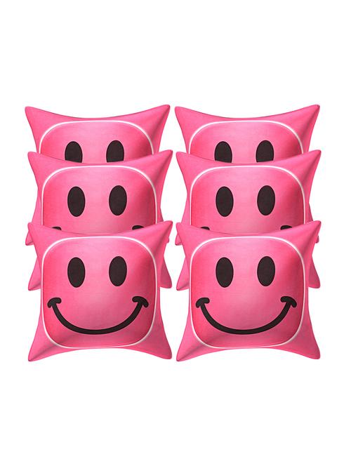 texstylers velvet set of 6 pcs's square 16x16 inches smiley cushion cover - 17898522 - Very Small Image - 1