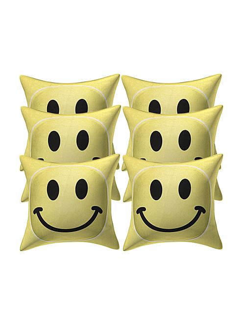 texstylers velvet set of 6 pcs's square 16x16 inches smiley cushion cover - 17898524 - Very Small Image - 1