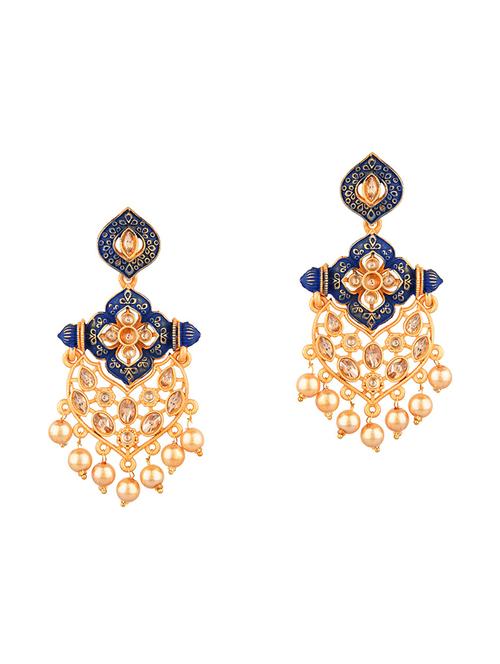 kundan dangle chandballi earrings set - 17898613 - Very Small Image - 1