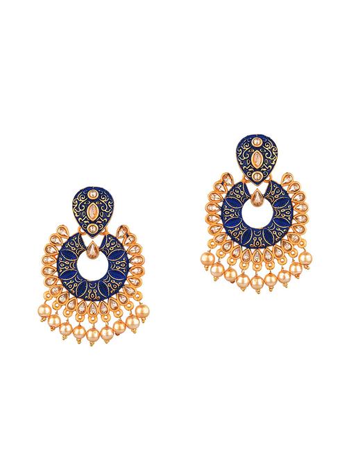 kundan dangle chandballi earrings set - 17898614 - Very Small Image - 1
