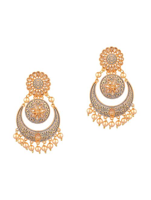 kundan dangle chandbali earrings - 17898616 - Very Small Image - 1