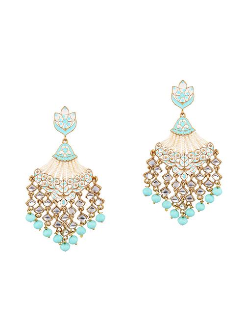 kundan dangle chandelier earrings - 17898630 - Very Small Image - 1