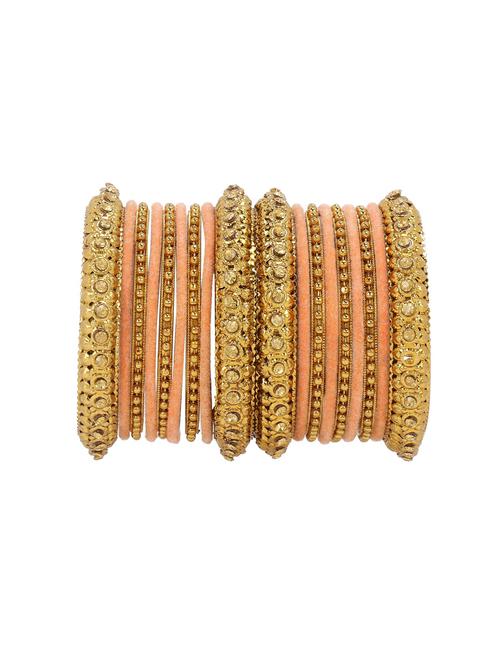 oxidised pink velvet bangle bracelet set (18 pc) - 17898707 - Very Small Image - 1