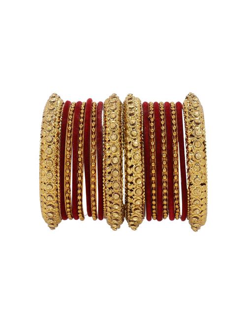 oxidised maroon velvet bangle bracelet set (18 pc) - 17898713 - Very Small Image - 1