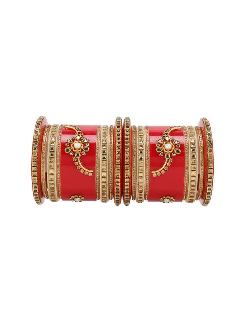 red rajasthani handcrafted acrylic bangles set (18 pc) - 17898893 - Very Small Image - 1