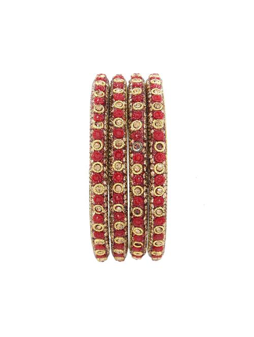 red traditional crystal bangle set (4pc) - 17899031 - Very Small Image - 1