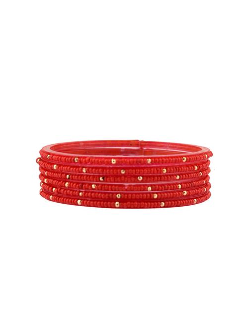 red beaded acrylic bangle set (6 pc) - 17899289 - Very Small Image - 1