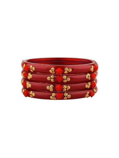 maroon floral acrylic bangle set (4pc) - 17899292 - Very Small Image - 1