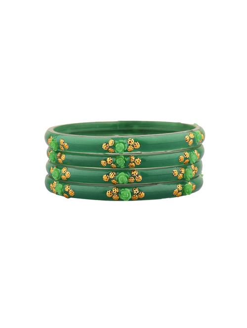 green floral acrylic bangle set (4pc) - 17899313 - Very Small Image - 1