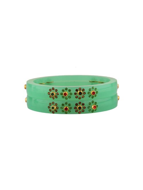 green floral acrylic bangle set (2pc) - 17899415 - Very Small Image - 1